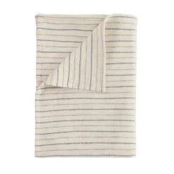 70 Inch Extra Soft Cotton Throw Blanket, Yarn Dyed Striped Design, Cream-Benzara -Bed Linings Sale c4118c582ff04b25b4553afd8ec80c2e
