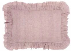 HomeRoots Dainty Ruffle Edged Pink Lumbar Pillow