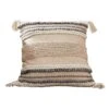 18 Inch Textured Decorative Throw Pillow Cover, Tassels, Beige, Gray Fabric-Benzara