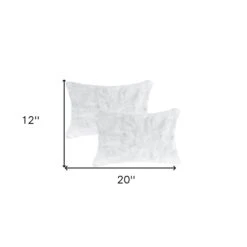 Homezia Set Of Two 12" X 20" White Rabbit Natural Fur Throw Pillows -Bed Linings Sale c8a5df32ab3f46f0a2faf24f1575b43e