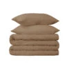 HomeRoots Taupe Queen Cotton Blend 650 Thread Count Washable Duvet Cover Set