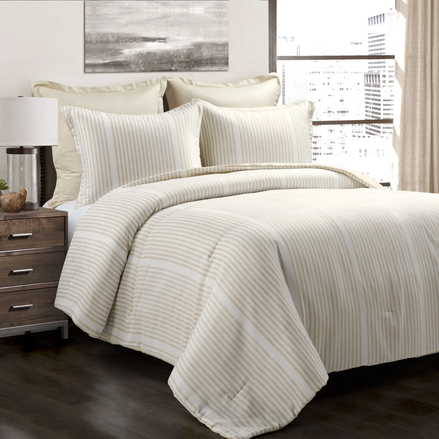 Farmhouse Drew Stripe Silver-Infused Antimicrobial Comforter 5-Pc Set 2 Farmhouse Drew Stripe Silver-Infused Antimicrobial Comforter 5-Pc Set - Image 2