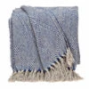 HomeRoots Blue And Beige Woven Handloom Throw With Tassels