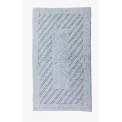 Knightsbridge Diagonal Racetrack 100% Cotton Reversible Bath Rug 21 X 34 Light Blue