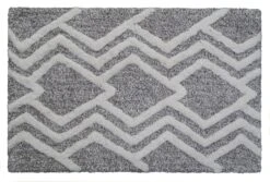 Bathroom Rug Geometric Pattern In Grey & Ivory 20"x32"