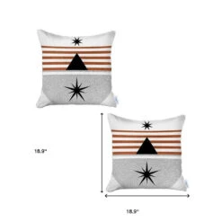 Homezia Set Of Two 18" X 18" Gray Black White And Red Polyester Throw Pillow -Bed Linings Sale cd777399a8f1400b8351d53a2fcbe741