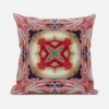 HomeRoots 16" X 16" Pink Peach Red Geometric Zippered Suede Throw Pillow