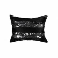 HomeRoots 12" X 20" X 5" Black And Silver Pillow