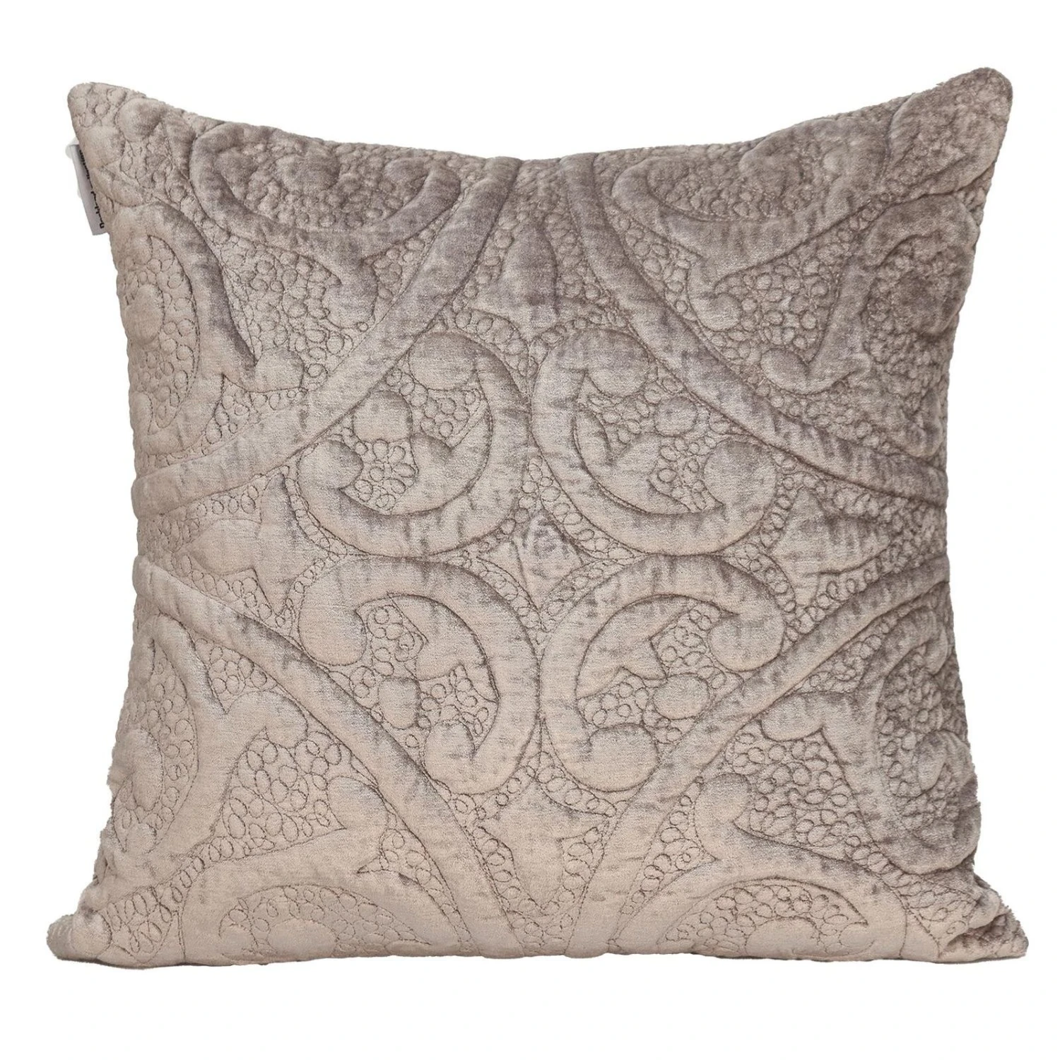 HomeRoots Taupe Quilted Velvet Square Throw Pillow 1 HomeRoots Taupe Quilted Velvet Square Throw Pillow