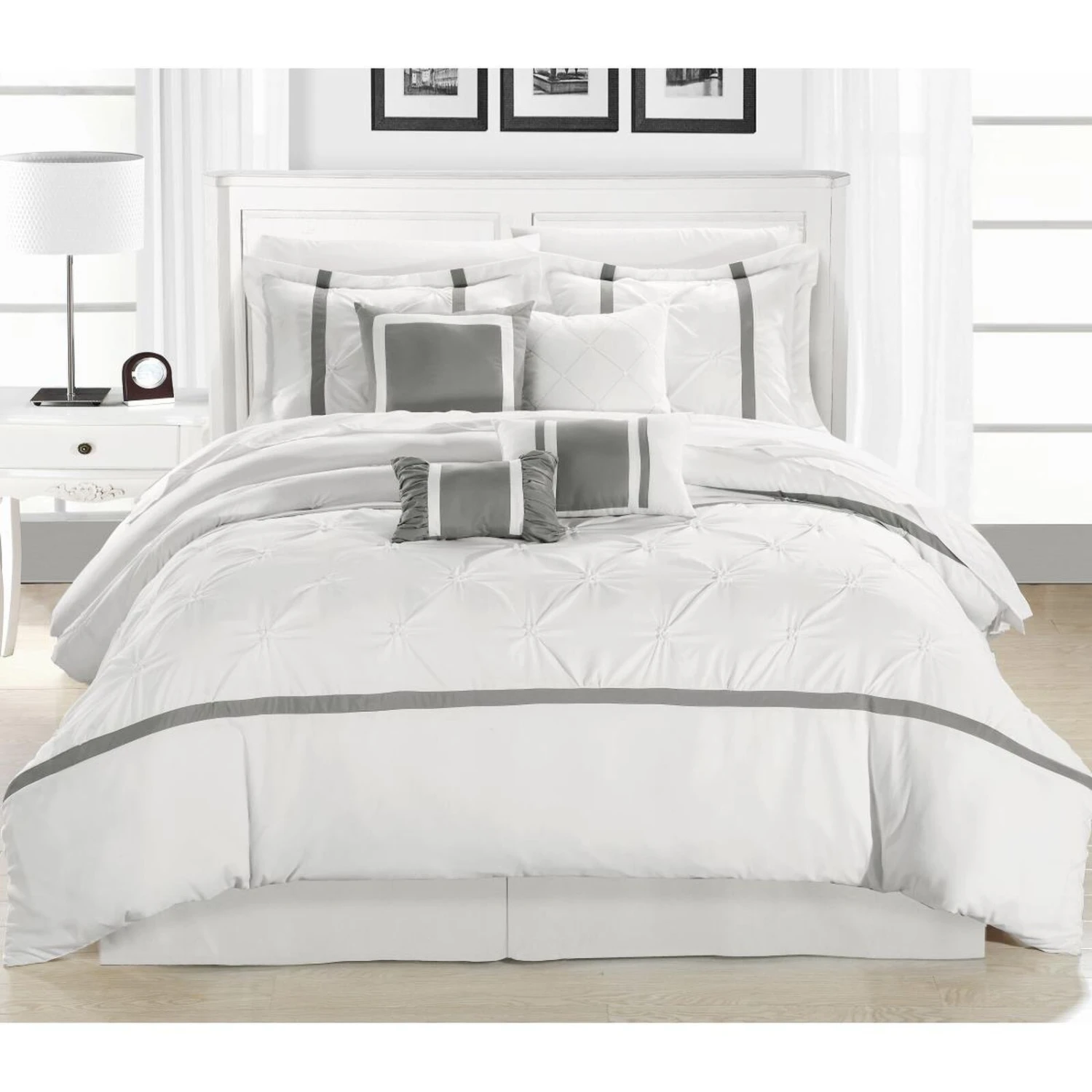 Chic Home 127160K07US Vermont White & King 12 Piece BedBag Comforter Set With 4 Piece Sheet Set 1 Chic Home 127160K07US Vermont White & King 12 Piece BedBag Comforter Set With 4 Piece Sheet Set