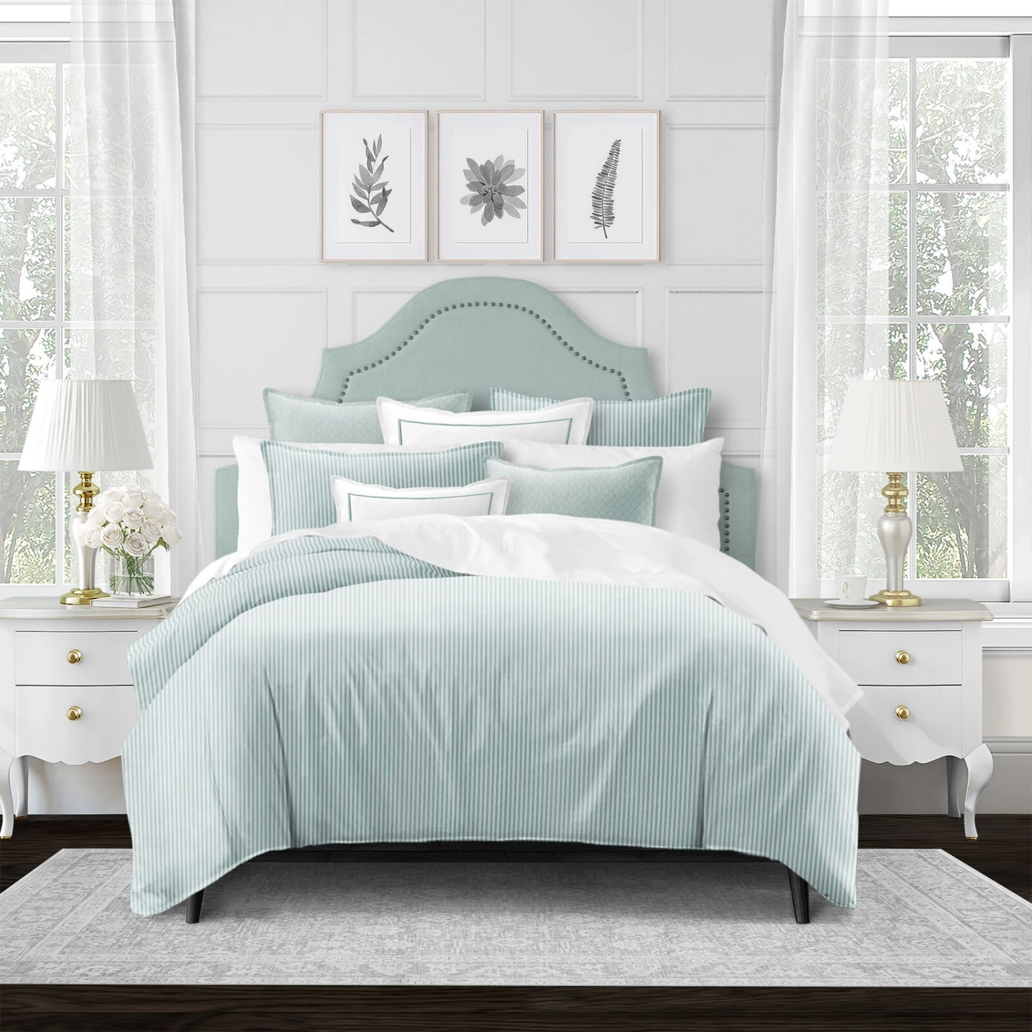 6ix Tailors Fine Linens Crown Stripe Glacier Comforter Set 2 6ix Tailors Fine Linens Crown Stripe Glacier Comforter Set - Image 2