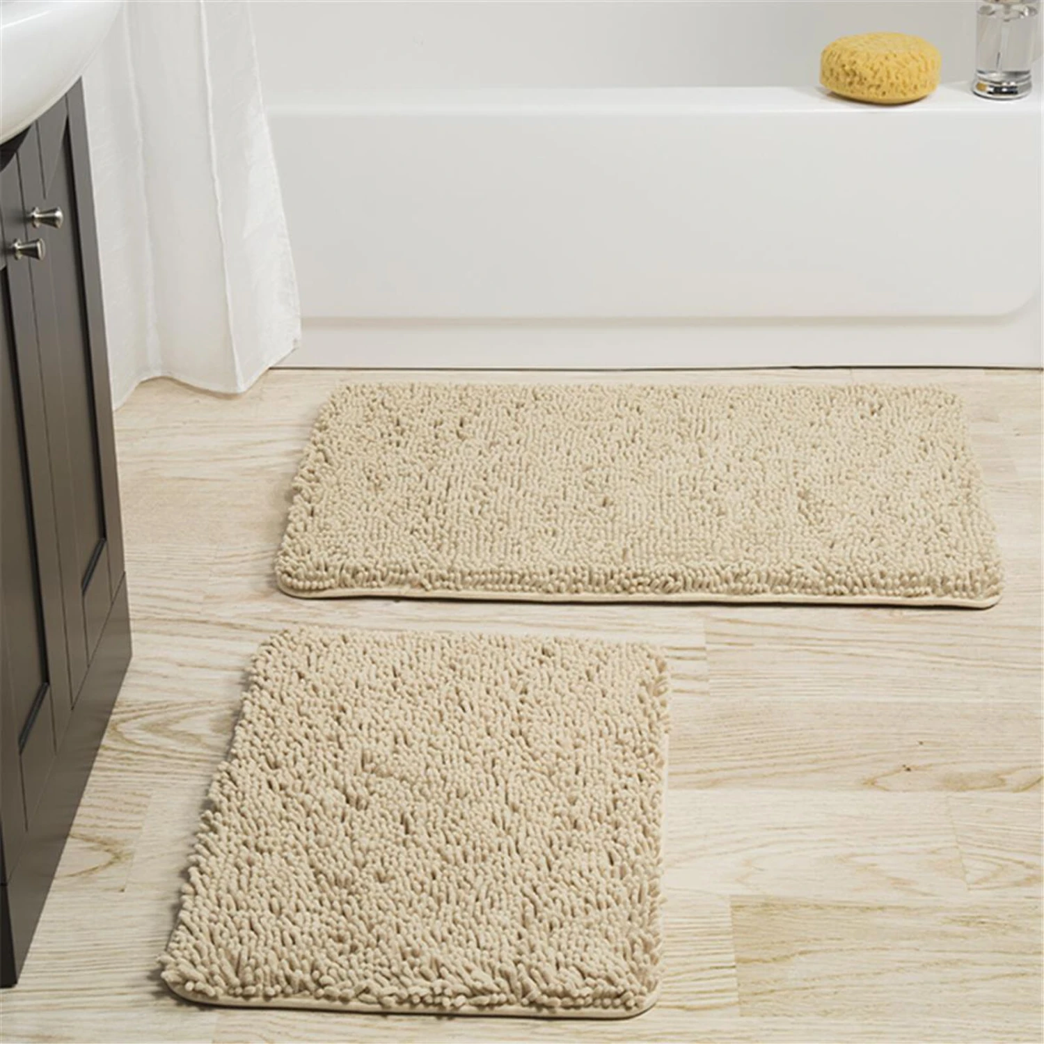 Lavish Home 2 Piece Memory Foam Shag Bath Mat 1 Lavish Home 2 Piece Memory Foam Shag Bath Mat