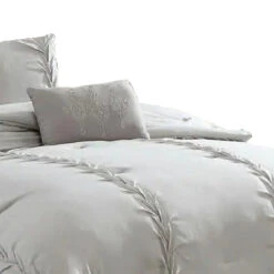 Tyler 8 Piece Puckered Comforter Set, The Urban Port, Light Gray-Benzara -Bed Linings Sale d224d6b6976c473b86ba8031465acddc
