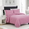 RT Designers Collection Ruby 3pc Pinsonic High Quality All Season Quilt Set For Revitalize Bedroom King Pink