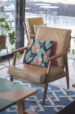 Homezia 18"Orange Blue Tropical Leaf Zippered Suede Throw Pillow -Bed Linings Sale d52a9cb1a4184c6caa7267e69082b02a