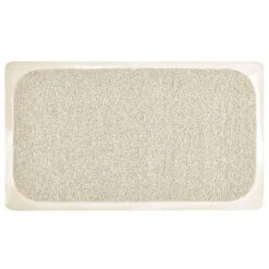 MDesign Loofah Cushioned Suction Bath Mat For Shower Stall, Bathtub, Natural/Tan