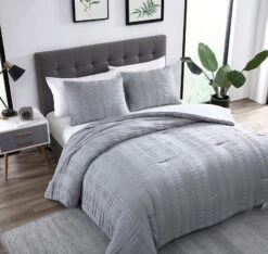 Elm 3 Piece Comforter Set King Gray