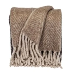 HomeRoots Boho Chic Brown And Gray Chevron Handloomed Throw Blanket