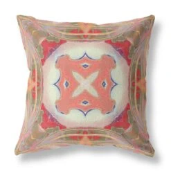 HomeRoots 20” Peach Green Geo Tribal Suede Throw Pillow