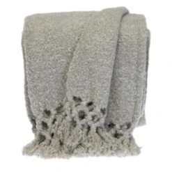 HomeRoots Gray Solid Color Ultra Soft Handloomed Throw Blanket