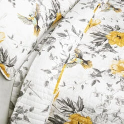 Penrose Floral Quilt Yellow/Gray 3Pc Set Full/Queen -Bed Linings Sale e07774d100ea4faea7d4d062cd25f398