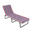 Design Imports 26 X 82 In. , White & Blue Stripe Lounge Chair Beach Towel With Top Fitted Pocket