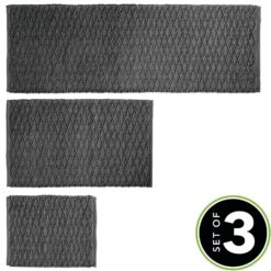 MDesign Cotton Bathroom Spa Mat Rugs/Runner, Diamond Design, Set Of 3 - Tan -Bed Linings Sale e246c030c93b4870af396ef3bc973c59