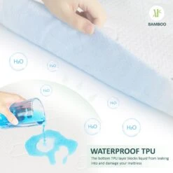 MarCielo 100% Bamboo Viscose Surface Waterproof Knit Mattress Protector Stretch Up To 21 -Bed Linings Sale e3f2b93f2f97400f9ad633083d1651a0