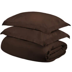 HomeRoots Dark Brown Twin Cotton Blend 300 Thread Count Washable Duvet Cover Set