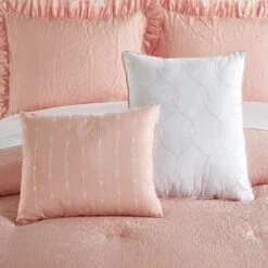 Chic Home Kensley Comforter Set Washed Crinkle Ruffled Flange Border Design Bedding Blush, Queen -Bed Linings Sale e6466faab7a94265a1c7ac209be66f87