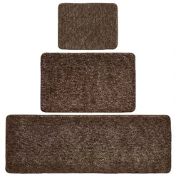 MDesign Non-Slip Microfiber Polyester Heathered Spa Mat/Rug, Set Of 3