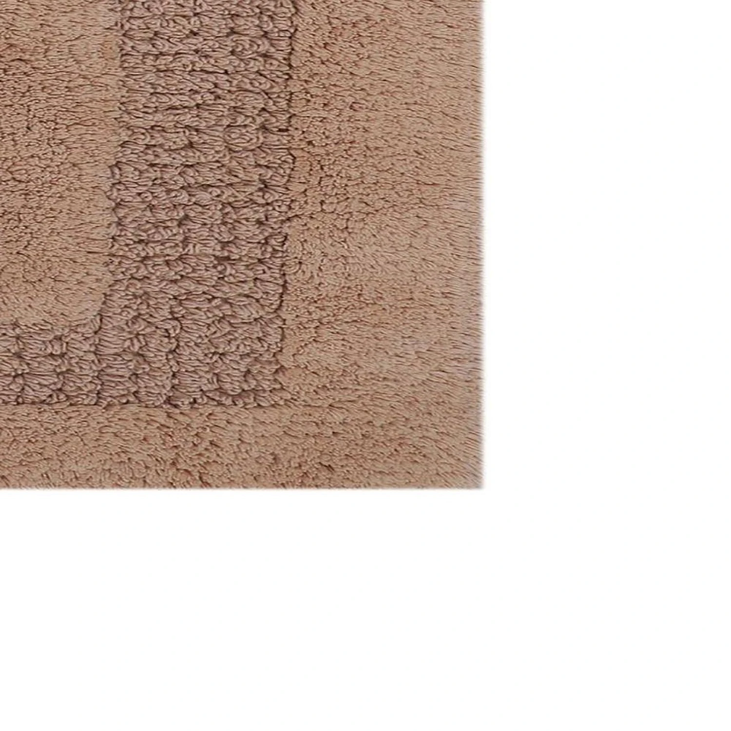 Luxurious Soft Plush Cotton Bath Rug Features Fashionable Racetrack Design With Non-Slip Latex Back 20" X 30" Natural 2 Luxurious Soft Plush Cotton Bath Rug Features Fashionable Racetrack Design With Non-Slip Latex Back 20" X 30" Natural - Image 2