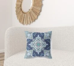 Homezia 20"Indigo Blue Floral Geo Zippered Suede Throw Pillow -Bed Linings Sale e800d21f89354e269a3da0d2cf0c8dd9