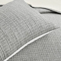 Solid Kantha Pick Stitch Yarn Dyed Cotton Woven Quilt/Coverlet 3Pc Set -Bed Linings Sale ec437bd0bc524be3854e08422688f351