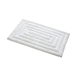 Knightsbridge Stylish And Comfortable All Season Traditional Racetrack Design Cotton Bath Rug 20" X 30" White