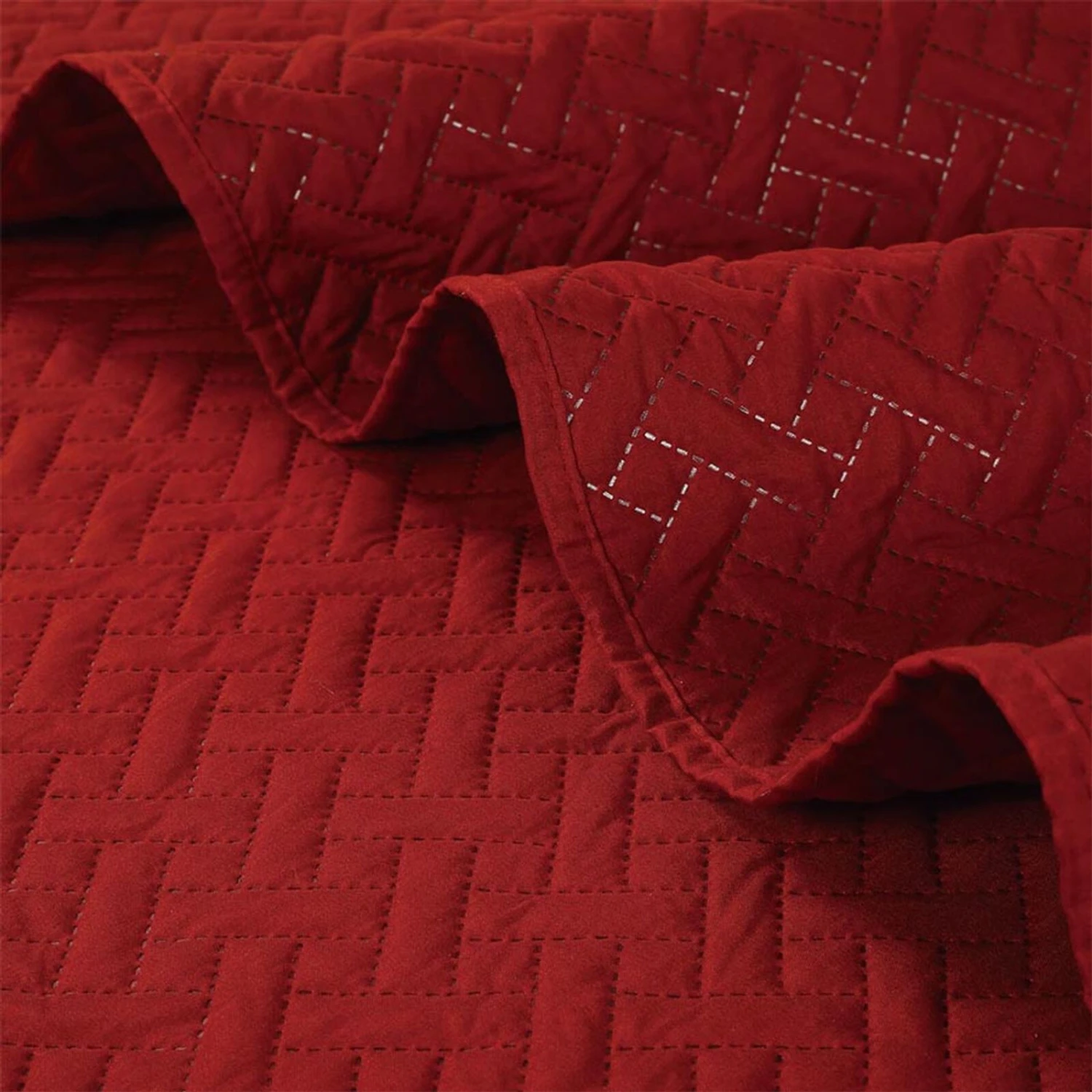 Legacy Decor 3 PCS Squared Stitched Pinsonic Reversible Lightweight All Season Bedspread Quilt Coverlet Oversized, Queen Size, Navy Color 4 Legacy Decor 3 PCS Squared Stitched Pinsonic Reversible Lightweight All Season Bedspread Quilt Coverlet Oversized, Queen Size, Navy Color - Image 4