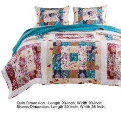 Zay Microfiber Quilt Set, Vintage Patchwork, Multicolor-Benzara 9 Zay Microfiber Quilt Set, Vintage Patchwork, Multicolor-Benzara -Bed Linings Sale f1a46971f6954e3f9673aa4a55c0480d