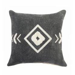 20" Black And White Geometric Diamond Square Throw Pillow