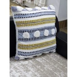 Homezia 20" X 20" Blue And Yellow Ribbed Zippered Cotton Blend Throw Pillow 8 Homezia 20" X 20" Blue And Yellow Ribbed Zippered Cotton Blend Throw Pillow -Bed Linings Sale f3fc8a755602402580392aeb14ae4952