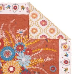 Barefoot Bungalow Topanga Throw Blanket Reversible Floral Print Two Looks In One 50" X 60" Multicolor
