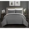 Chic Home 7 Piece Beiler Quilt Cover Set Geometric Chevron Quilted BedBag Bedding With Sheets Decorative Pillow, Charcoal Grey King