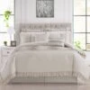 Chic Home Yvette Comforter Set Ruffled Pleated Flange Border Design Bedding Beige, King