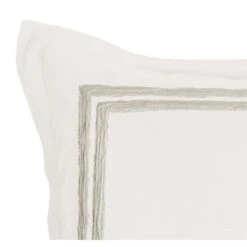 Lenz 26 Inch Cotton Euro Pillow Sham With Hand Stitched Embroidery, Ivory-Benzara 7 Lenz 26 Inch Cotton Euro Pillow Sham With Hand Stitched Embroidery, Ivory-Benzara -Bed Linings Sale f72dac0ebe1a42e3b21c35c9dc1ea049