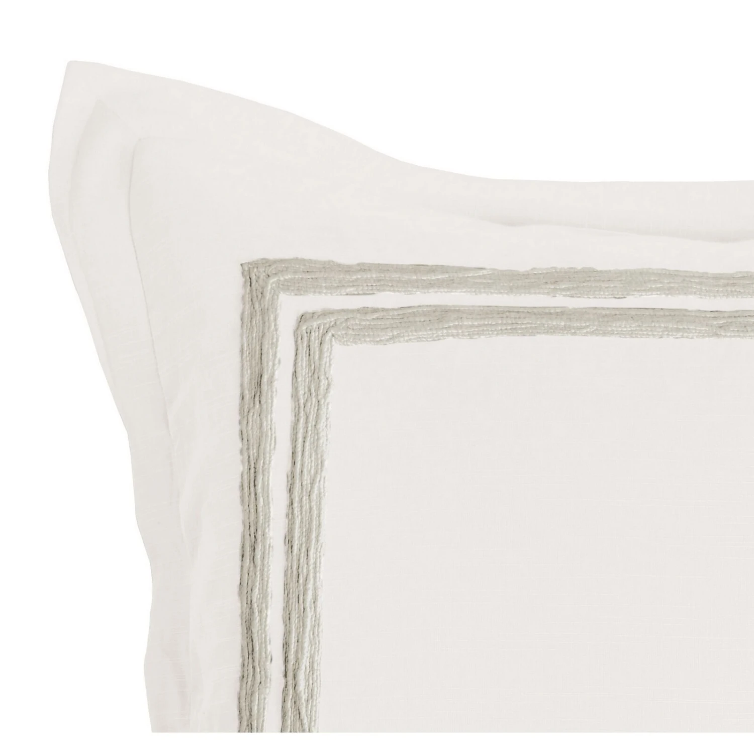 Lenz 26 Inch Cotton Euro Pillow Sham With Hand Stitched Embroidery, Ivory-Benzara 3 Lenz 26 Inch Cotton Euro Pillow Sham With Hand Stitched Embroidery, Ivory-Benzara - Image 3