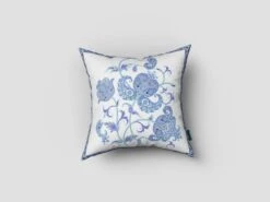 HomeRoots 16” Blue White Wildflower Zippered Suede Throw Pillow