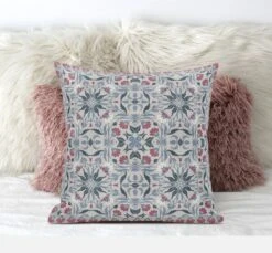 Homezia 20"Pink Gray Paisley Zippered Suede Throw Pillow -Bed Linings Sale fb00092e928042ffacf7b5029ed82b63