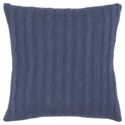 HomeRoots Blue Knit Sweater Stripe Down Throw Pillow