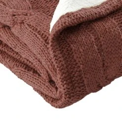 Lois 50 X 60 Throw Blanket Cable Knit And Sherpa, Acrylic -Bed Linings Sale fef59d192ba5481e8907d072b2e0a003